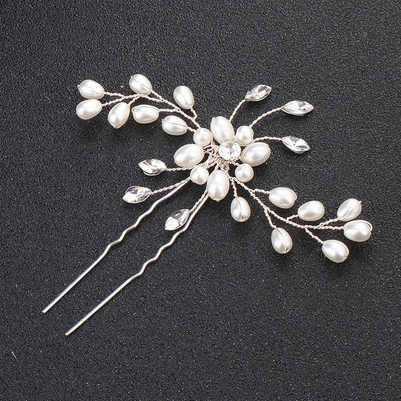 Wedding Hairpins Bridal Hair Accessories Pearl Rhinestone Flower Bride Hair Pins Bridesmaid Hairdressing Women Hair Jewelry Clip