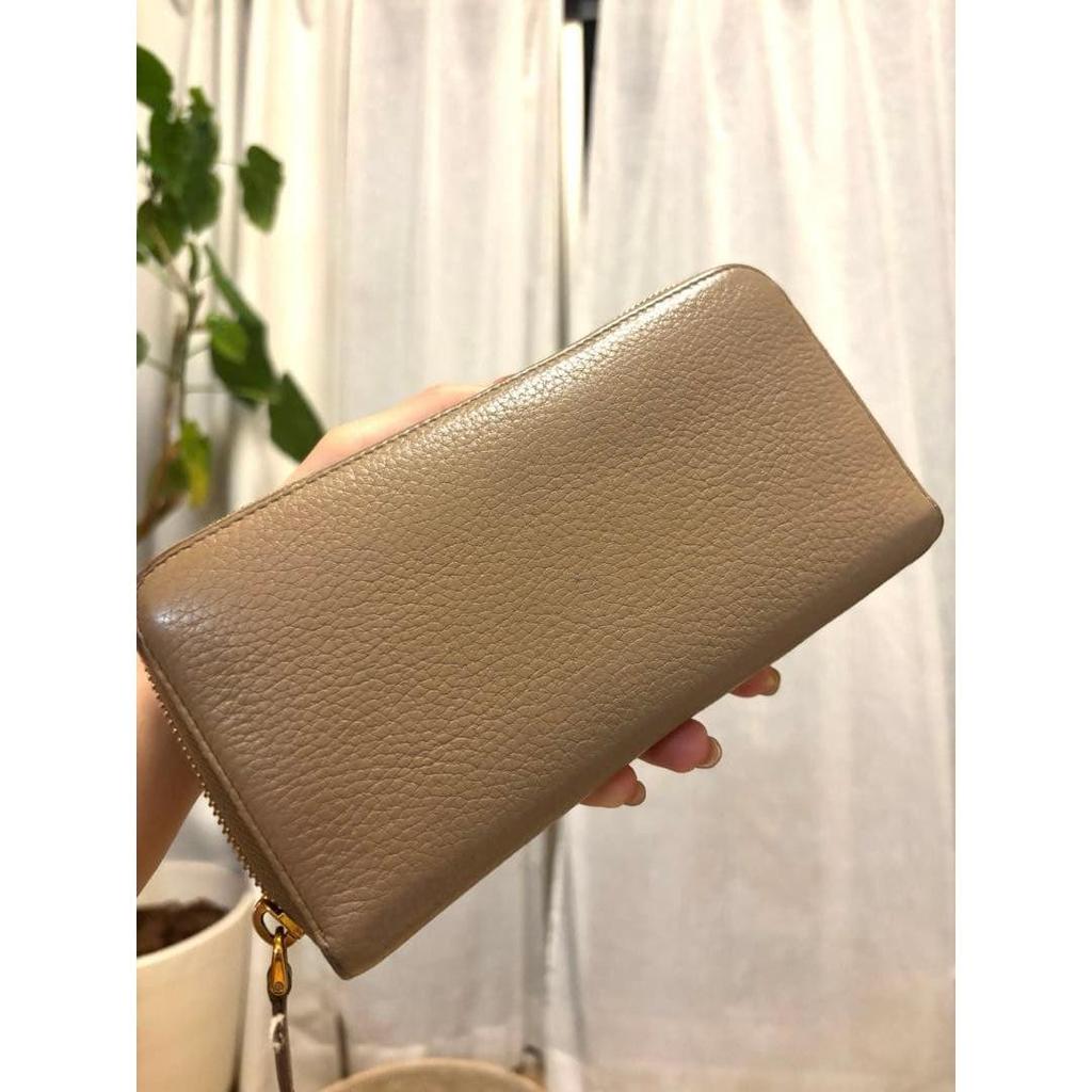 Used PRADA beige long wallet