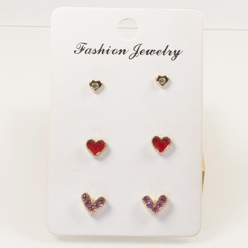 S925 silver needle simple love dripping small stud earrings set small fresh and versatile fashion temperament earrings ears серебряный