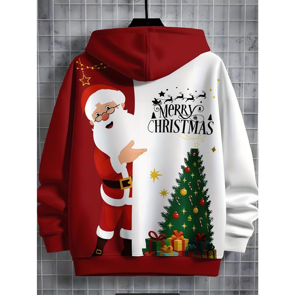 Christmas Cute Santa Printed Hoodie Sportswear Fashion Party Long Sleeve Hoodie Girl Comfortable Hoodie Children's Clothing