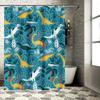Blue Dinosaur Shower Curtain Bathroom Decor Waterproof Fabric Modern Kids Room Decoration Cute Dinosaurs Design