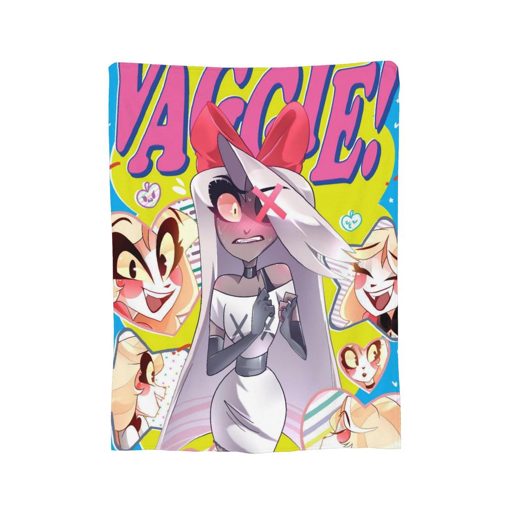 Cartoon Hazbins Hotels Blanket Velvet Print   Multifunction Lightweight Thin Throw Blanket for Sofa Car Bedspread