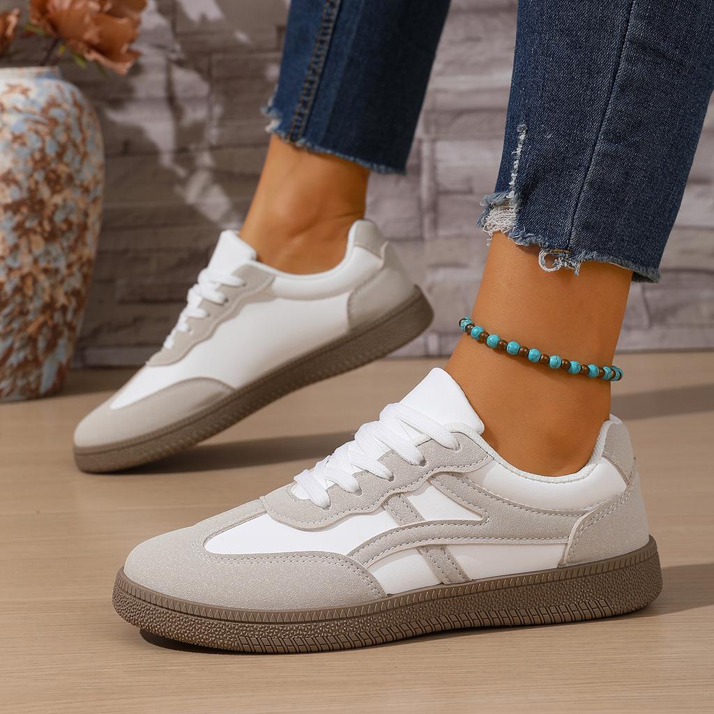 Round Head Elegant Flat Casual Shoes for Women Spring and Autumn Lace Anti Slip Running Shoes
