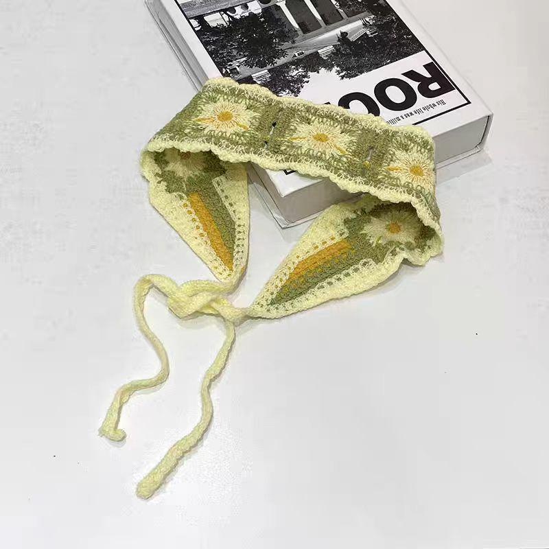 Ręcznie robiona szydełkowa trójkątna chusta na głowę: Francuski Retro, Wszechstronny, Styl Pastoralny