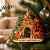 Indoor Outdoor Seasonal Ornaments Christmas Wooden Sign Hanging Ornament, Multi-Layer Tree Wood Plaque Signs with Rope, Merry Festive Door Wall Decor