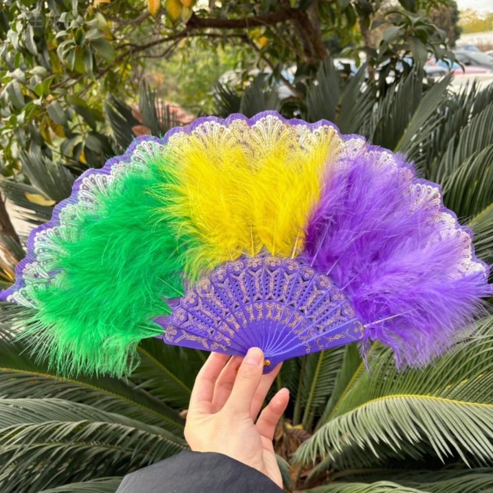 Plastikrahmen Feder Faltfächer Chinesischer Stil Spitze Fächer Tragbar Retro Handfächer Modenschau