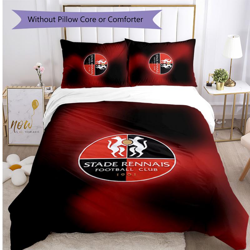 Stade Rennais FC Printed 3PCS Bedding Set Breathable Duvet Cover with Pillowcases Decorative Bed Linen for Bedroom Home