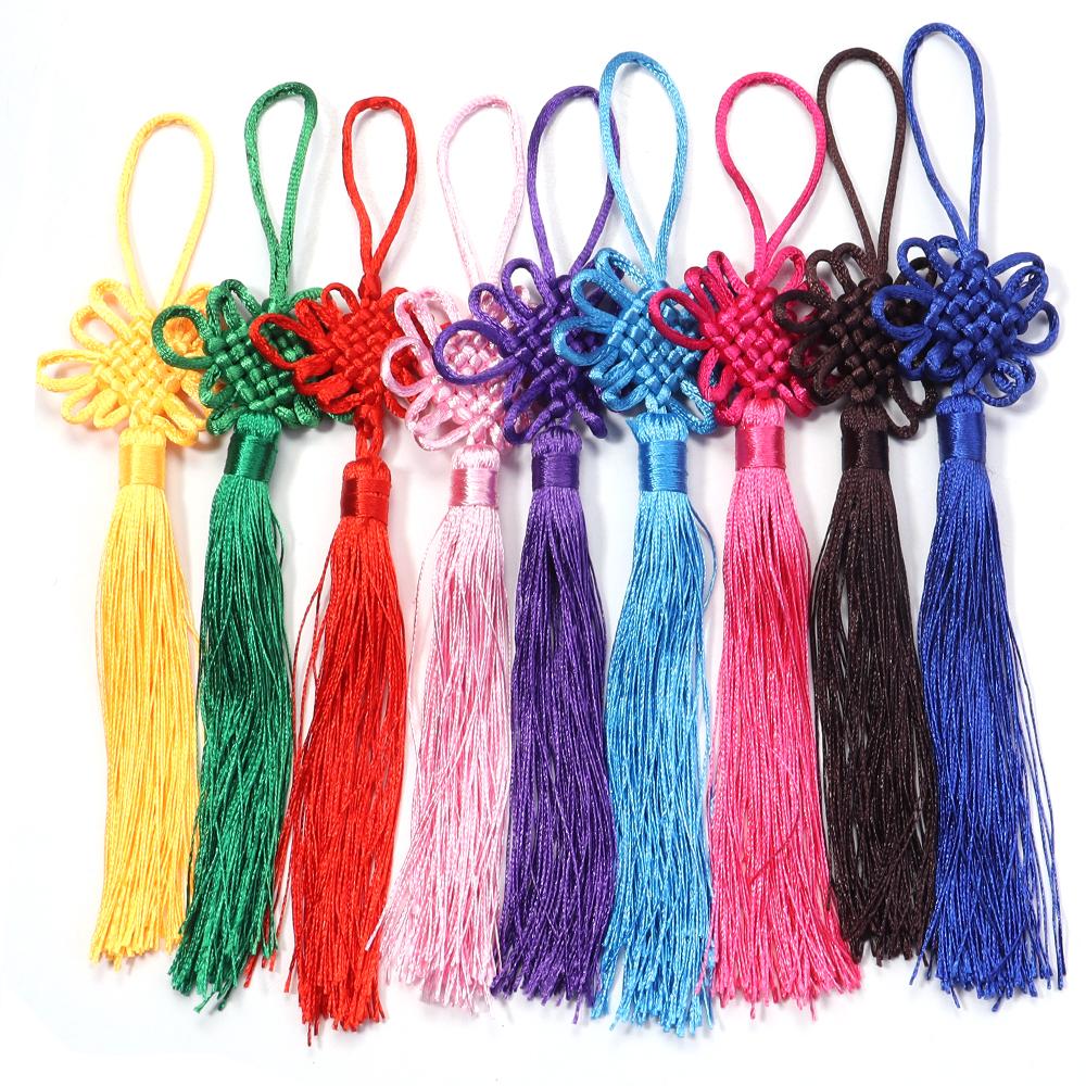 10pcs 21cm Chinese Knot Tassel Colorful Silk Fringe Tassel Trim For New Year Gifts Spring Festival Home Decoration Accessories