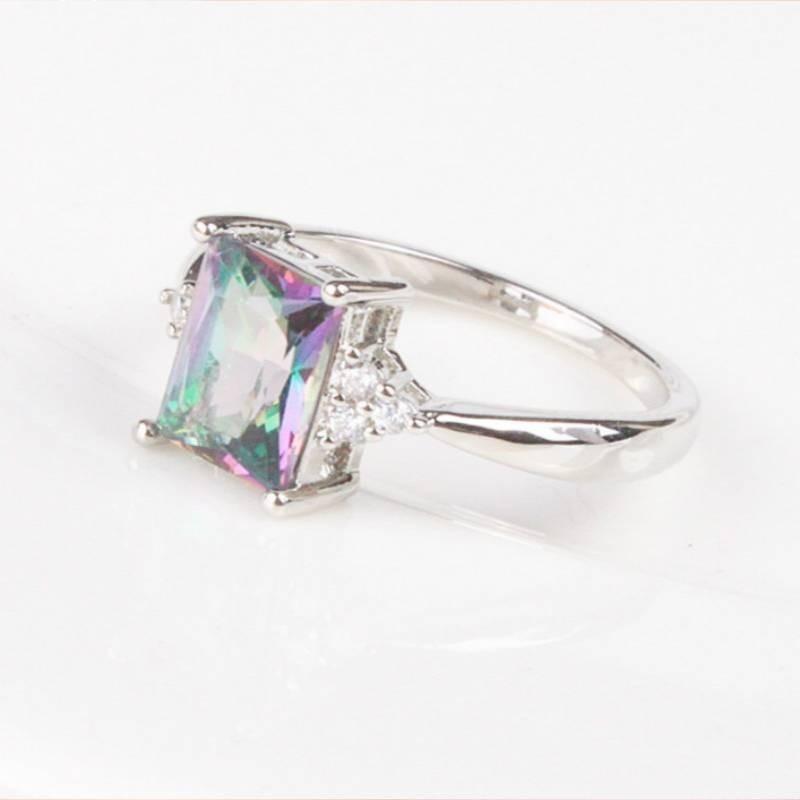 Sophisticated Small Square Ring Unique Personality Metal Inlaid For Women