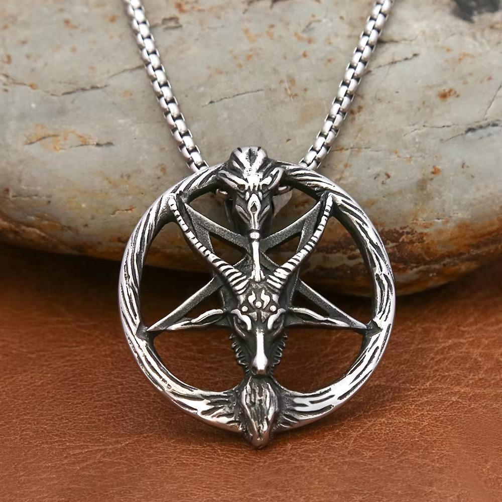 Accessories Retro Domineering Animal Sheep Stainless Steel Pendant Necklace Men's Personality Punk Sheep Head Pendant