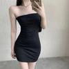 Women's 2026 Black Off-Shoulder Bodycon Dress - Sexy, Waist-Hugging, Hip-Wrapping Spring/Summer Skirt