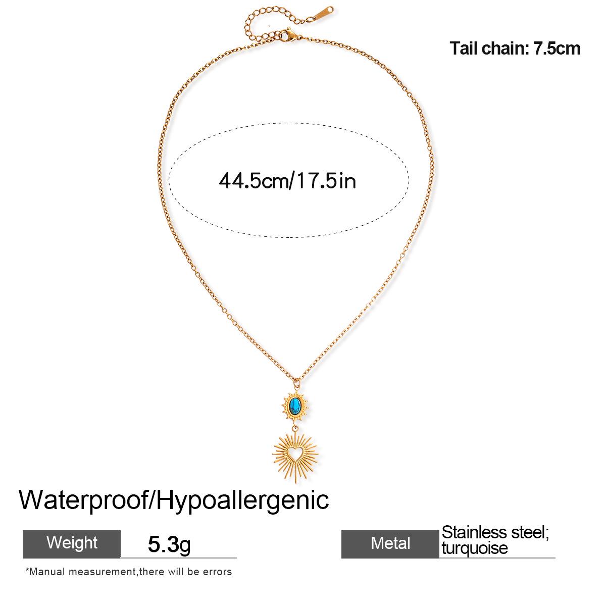 

European-American Luxury Stainless Steel Sunflower Heart Necklace - Fashionable Titanium Choker for a Sophisticated Look