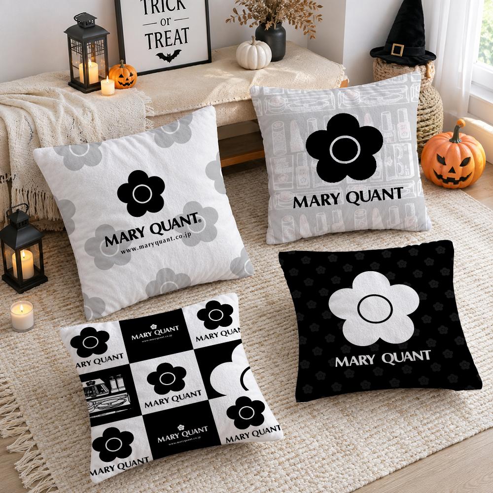 Classic Logo Mmary Quant Cushion Cover Plush Decorative Pillow Case With Hidden Zipper Cutecore Room Decor For Home
