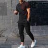 Summer Men's T-shirt and Pants Sports Suit Abstract Gradient 3D Printed T-shirt and Pants Set 2-piece