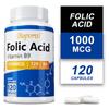 Folic Acid Capsules, Vitamin B9 Extract, Supports Overall Health, 1000 Mcg Per Serving, Suitable for Adults