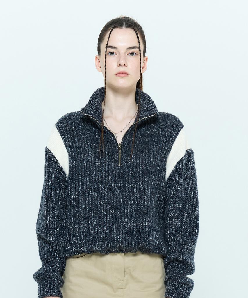 LARTIGENT L6 Colorblock Half Zip Knit(Navy)