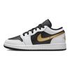 Air Jordan 1 Low GS Gold Swoosh Kids Sneakers White Black Metallic-Gold 553560-172
