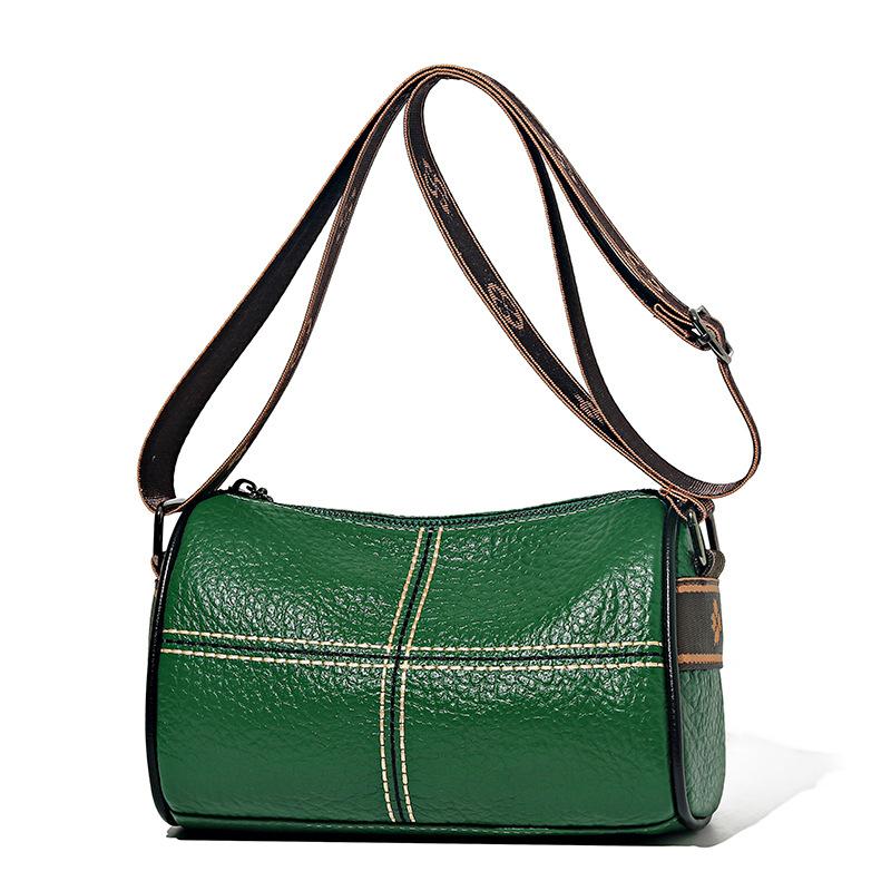 

Кожаная сумка, мягкая кожаная сумка-цилиндр, широкий плечевой ремень, сумка-подушка, повседневная женская сумка, сумка-мессенджер на одно плечо из коровьей кожи. зелёный