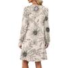 Women's Long Sleeve Pleated Round Neck Floral Print Casual Dress With Pockets