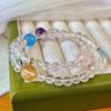 Vintage Natural White Crystal, Rose Quartz, Amethyst, Multi-Treasure Multi-Circle Beaded Bracelet, Niche High-End Bracelet Woman