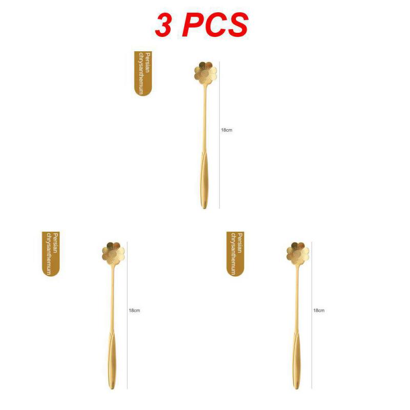 1/3/5PCS Long Handled Stirring Spoon Stainless Steel Creative Gold Coffee Spoon Tea Ice Cream Stirring Spoon Kitchen Accessories