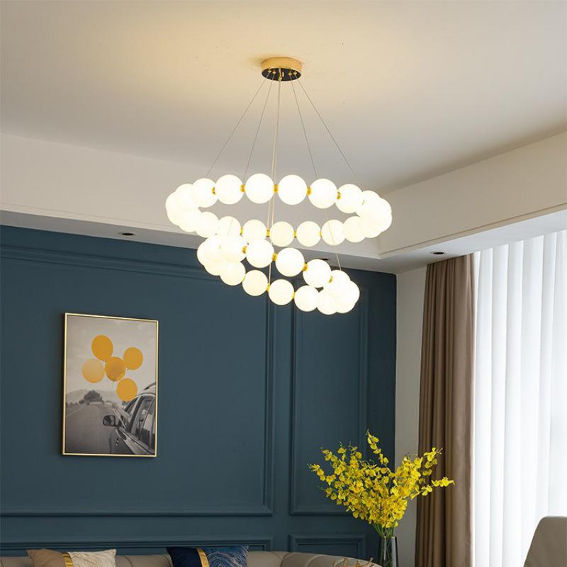 Nordic Modern Minimalist LED Chandelier - Pearl Necklace Design for Living Room, Bedroom, and Restaurant.