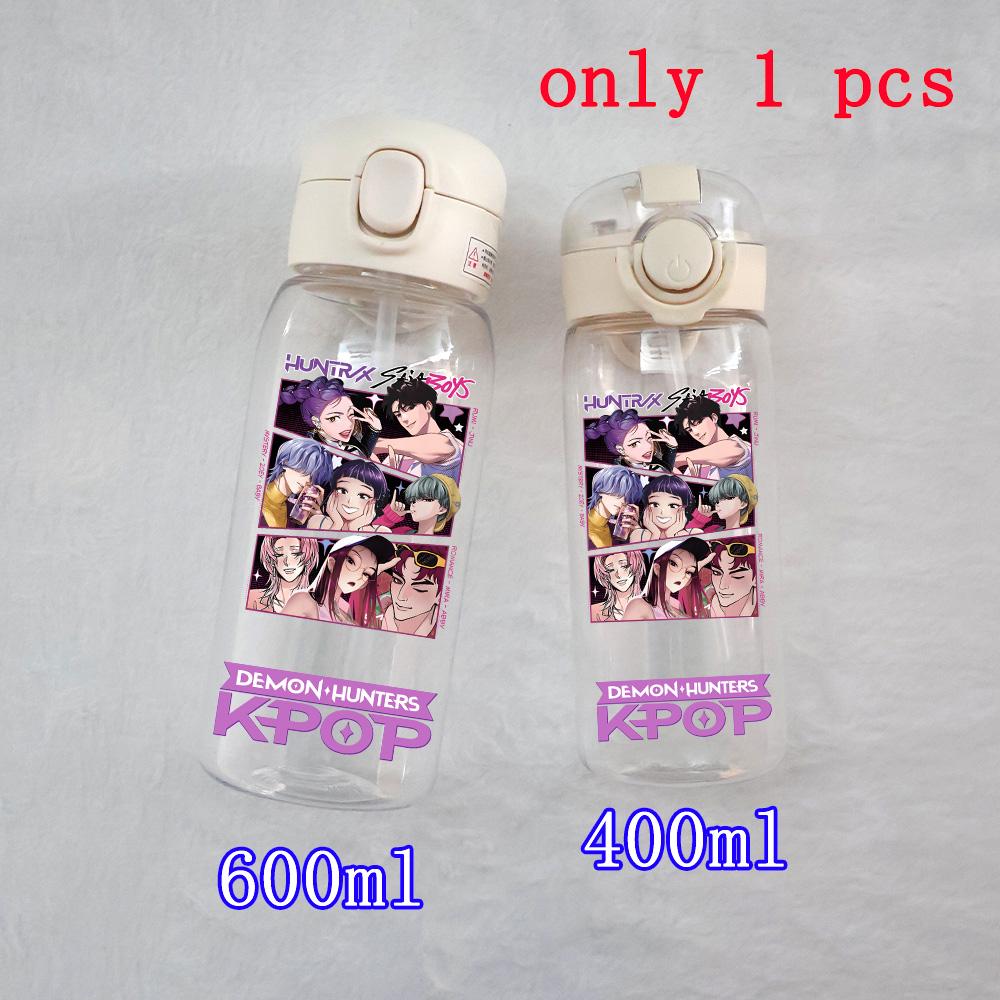 400ML-600ML Animated Movie K-Pop: Demon Hunters HUNTR/X Plastic Large Capacity Water Cup Bottle Gourde Drinking Bottle Gifts