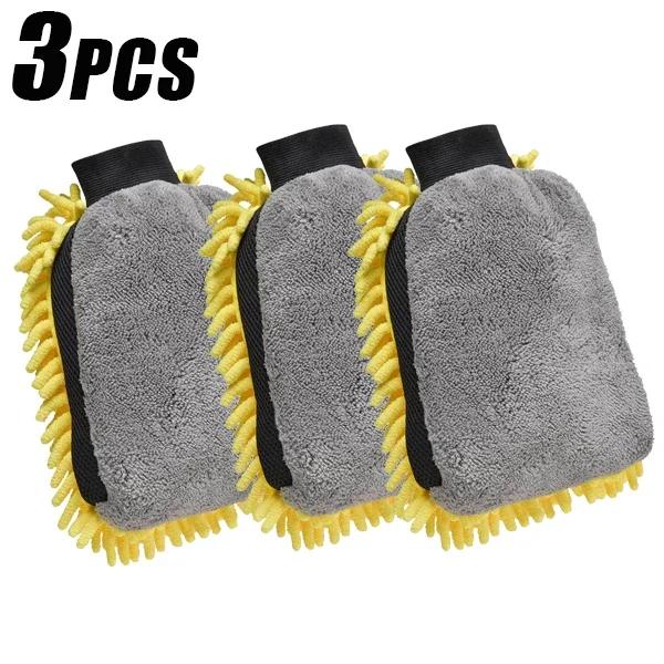 1/5pcs Car Washing Gloves Waterproof Microfiber Chenille Gloves Car Cleaning Mitt Detailing Brush Auto Care Double-faced Glove