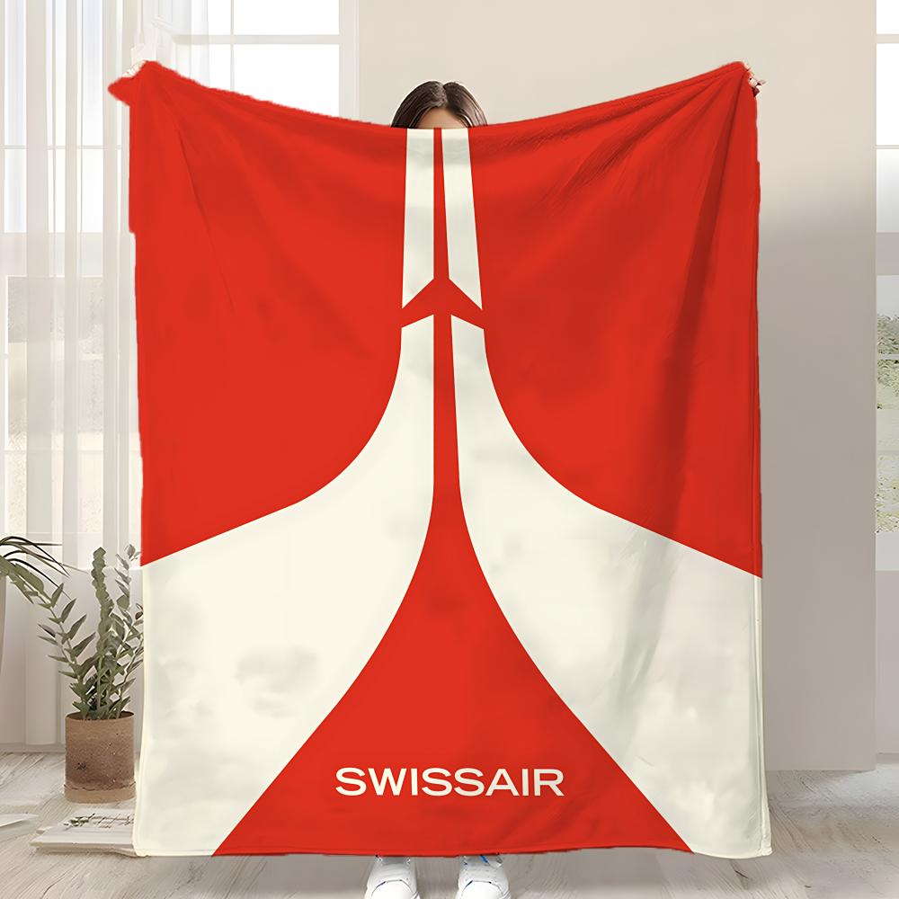

Brand S-Swissair Throw Kid-Friendly Flannel Throw Blanket Soft Warm Anti-Static Washable All Season 75x90cm