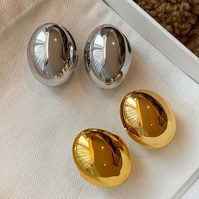 Boucles d'oreilles puces rondes épaisses en métal lisse Fashon pour femmes Exagérées Couleur or Creuses Géométriques Bijoux Cadeaux