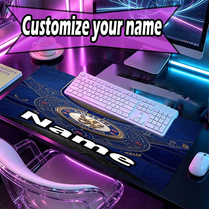 Custom Name Personalized Chelsea Football Club Pattern Mousepad, Laptop PC Desk Mat, Decorative Desk Mat for Home Keyboard Pad Gift