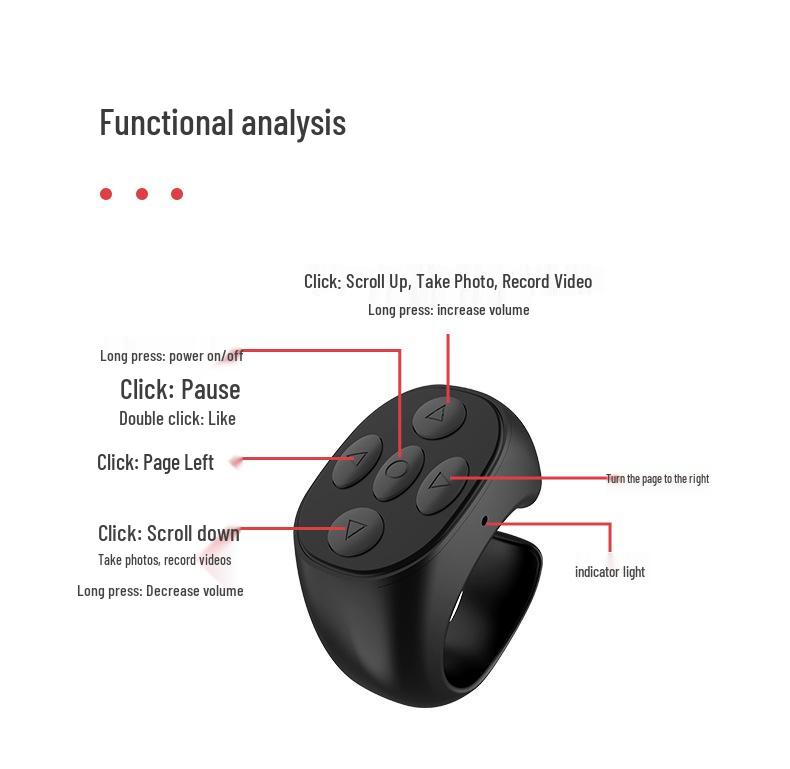 Bluetooth Ring Selfie Remote for Mobile Phones (Compatible with Kuaishou & Douyin)