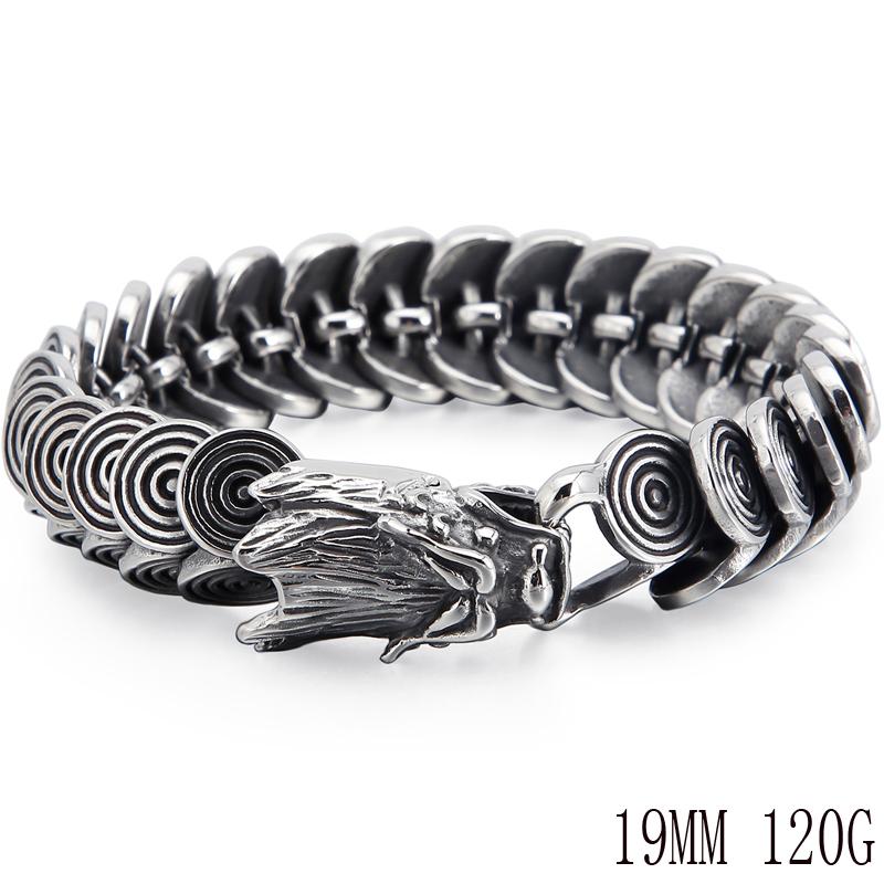 Massives 316L Edelstahl Drachen Herren Armband für Mann Guss Herren Armbänder Schmuck Retro Gotische Accessoires Punk Biker Kette