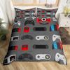 Gamepad Duvet Cover Set Queen Video Game Twin Bedding Set Microfiber Green Cartoon Gamer Pattern Electronic Theme Quilt Cover