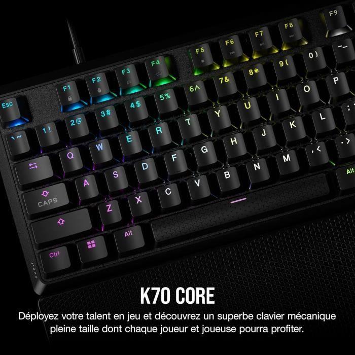 Corsair K70 Core RGB Clavier Mécanique De Jeu Avec Repose-Paume - Touches Linéaires Pré-lubrifiées MLX Red - Amortissement Du Son