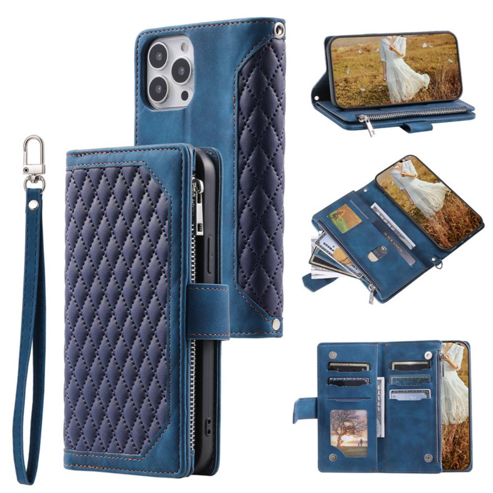 Luxuriöse Lederhülle mit Reißverschluss für iPhone 14 13 12 11 Pro XS Max X XR 7 8 Plus SE 2 3 Kartensteckplatzhalter Crossbody Wallet Handyhülle