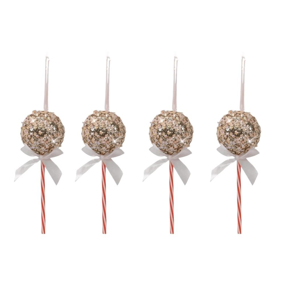 4PCS Sequins Bow Christmas Balls Pendants Foam Ball Fake Lollipop Xmas Decorations Wedding Party
