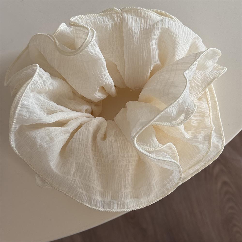 Blue Extra-Large Pleated Korean Hair Flower: Women s Hair Tie Accessory