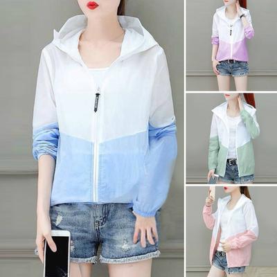 Women's Sun Protection Jacket Full Zip Thin Hoodie Jacket Athletic Workout Anti UV Windbreaker Quick Dry Hiking Coat for Outdoor Camping