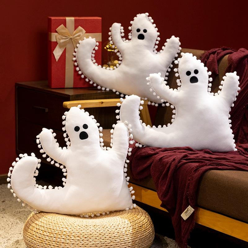 Non-Toxic New Halloween Ghost Pillow Plush Soft Cute Ghost Throw Pillow Decor Halloween Decorative Gift Toy Gift