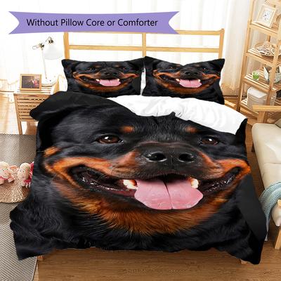 3D Dog Puzzle Pattern Bedding Quilt Set Quilt Cover Pillowcase Home Decoration Gift (1 * Duvet Cover + 2 * Pillowcase, Without Core)