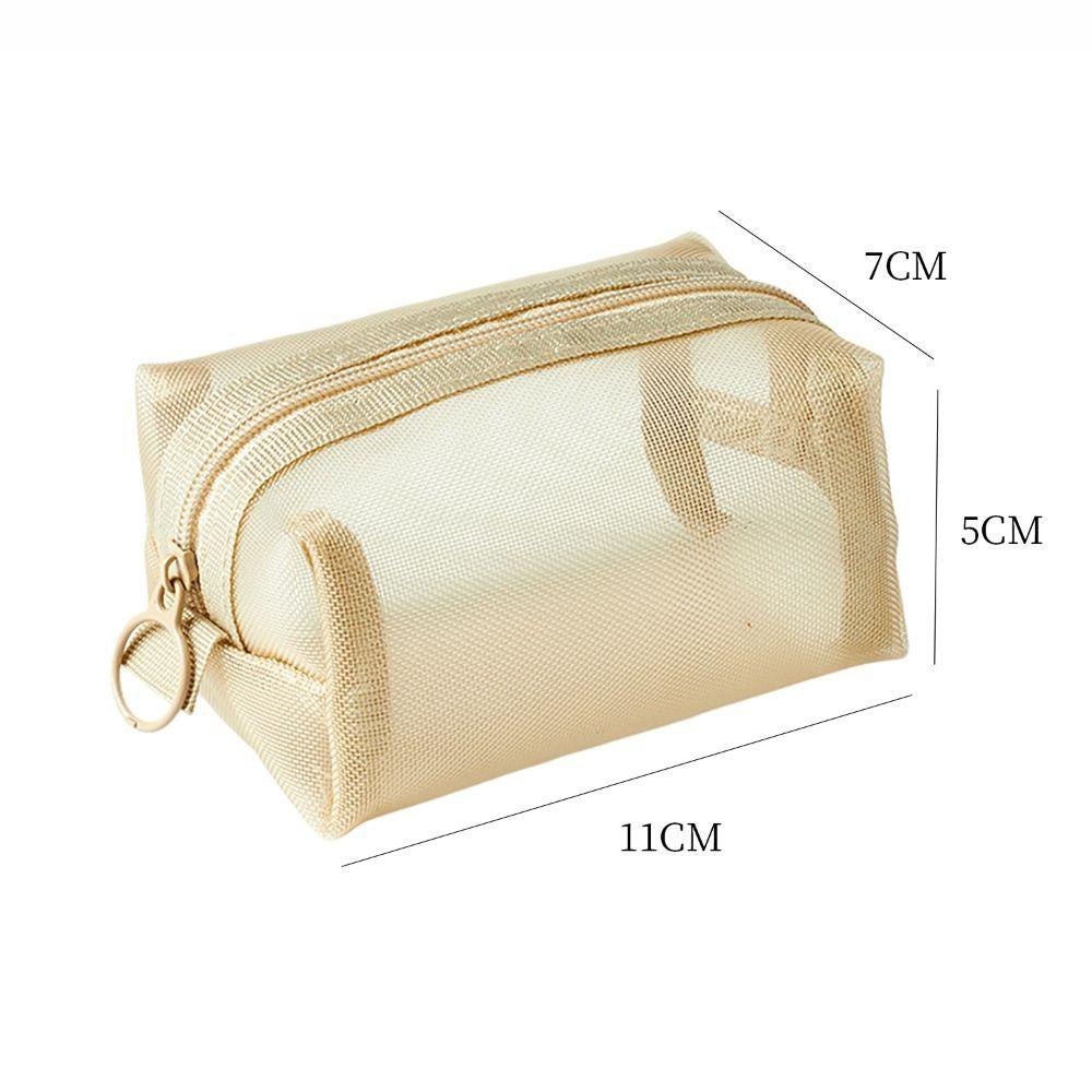 Vintage Three-dimensional Square Nylon Mesh Coin Purse Pouch Large Capacity Key Lipstick Earphone Organizer Card Bag