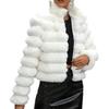 VAYLA Faux Fur Women Coats Stand Collar Full Sleeve Short Coat Thick Warm Solid Temperament Elegant Splice Autumn Winter