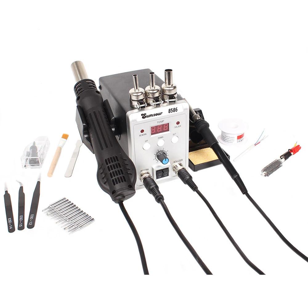 8586 760W 220V 2 in 1 Soldering Station Hot Air Gun Solder Iron SMD BGA Rework Desoldering Welding Repair Tools