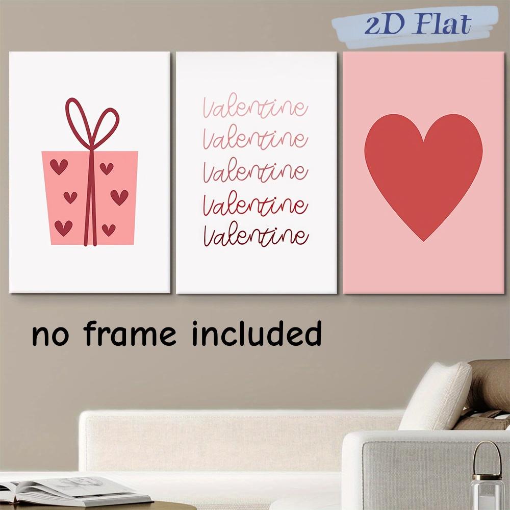 

3PC 2D Flat Warm Cartoon Gift Box Canvas Decorative Painting Modern Simple Children s Room Wall Hanging Painting Pink Love Patte (as the picture,20x30cm-3pcs)