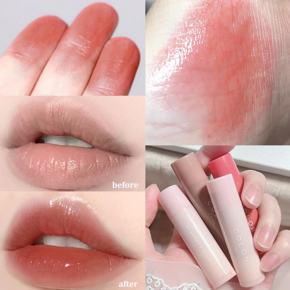 Cute Fruit Lip Balm Peach Tea Color Lip Gloss Natural Lasting Moisturizing Lighten Lip Line Color Changing Jelly Plump Lip Care