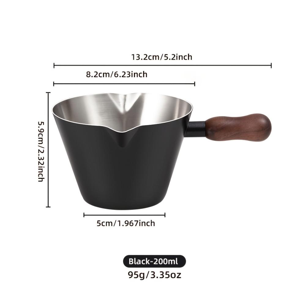 200ML 304‑Stainless Steel Measuring Cup With Scale, Espresso & Milk Frothing Pitcher, Food‑Safe Thickened Coffee Jug With Handle, Kitchen Gadget