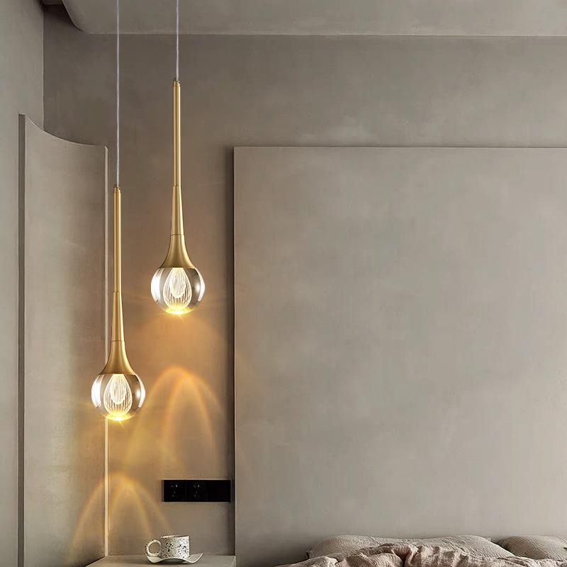 Nordic Crystal Single-Head Pendant Light for Bedroom or Dining Room