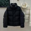 Womens Short Puffer Jacket 95% White Duck Down Thick Warm Coat Stand Collar Loose Fit Cold Winter