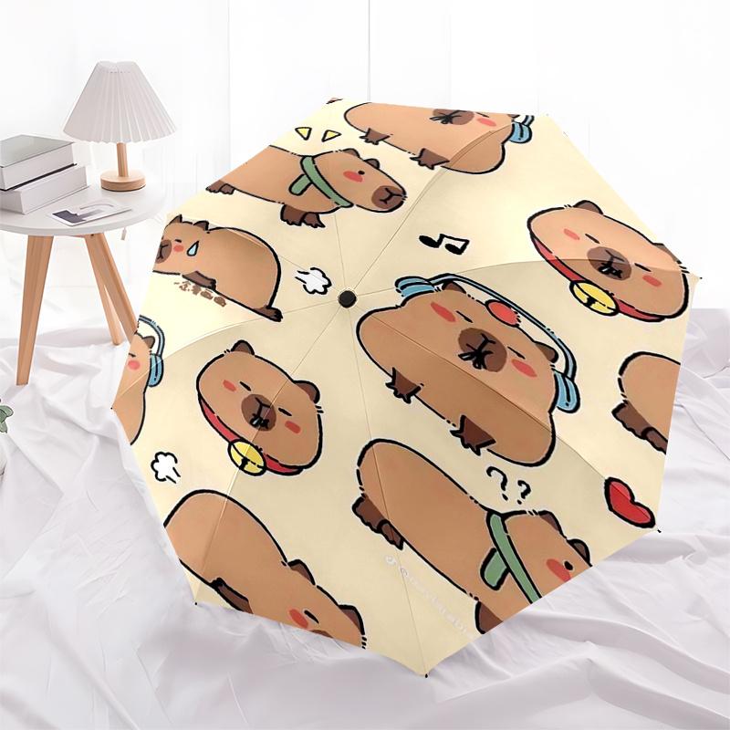 Capybara Themed Travel Umbrella-8 Ribs Automatic Opening and Closing, Portable Folding Design, Compact and Stylish Umbrella Suitable for Out